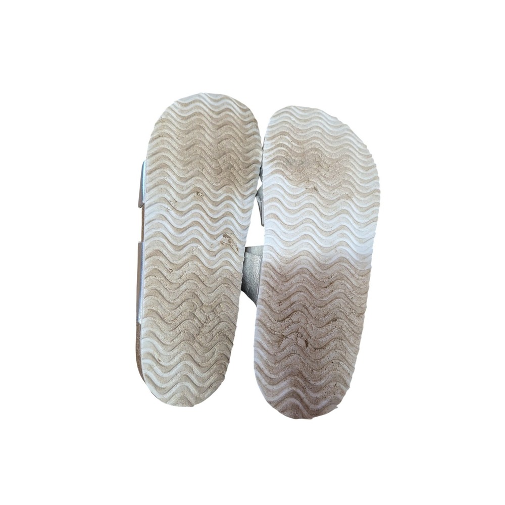 Serra Womens Silver Metallic Toe Loop Buckle Cork Footbed Sandals Size 8 - Picture 5 of 5